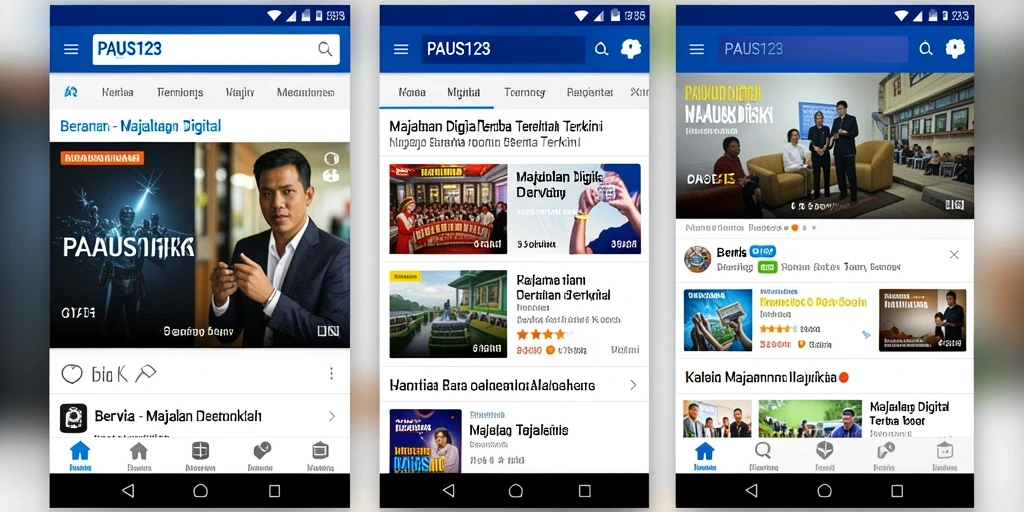 Tampilan antarmuka aplikasi PAUS123 yang menarik dan interaktif.