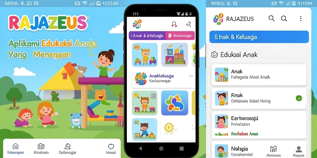 Tampilan antarmuka RAJAZEUS yang interaktif untuk anak-anak.